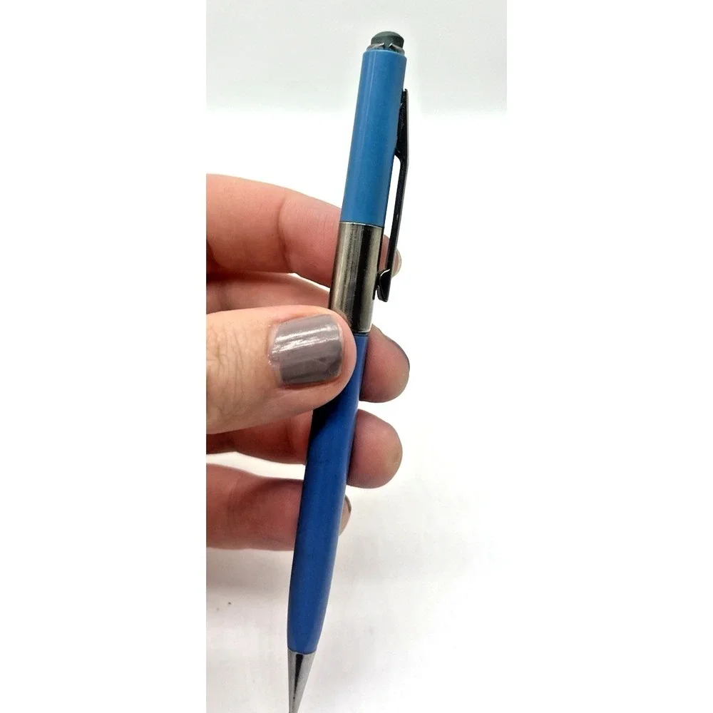 Scripto Mechanical Pencil Twist Bright Blue & Silver Vintage Retro Eraser End